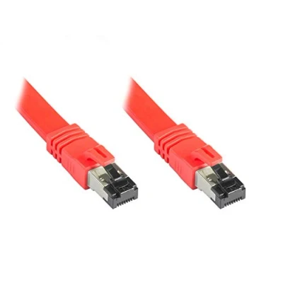 Abbildung von Good Connections PREMIUM CAT. 8.1 FLACH Patchkabel 15 m U/FTP 40GBit/s 2000MHz KUPFER Leiter CU Halogenfrei LSZH Netzwerk LAN Kabel kompatibel zu 7 / 6A 6 5e ROT