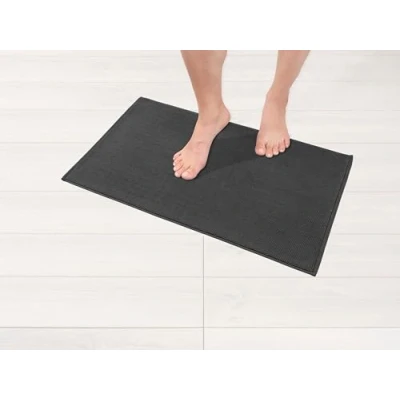 Abbildung von Hammetex 100% Baumwolle rutschfeste Badematte, 43x61 cm Badvorleger für Badezimmer WC, Saugfähig Schnelltrocknend Waschbar Bad Fußmatten, Anthrazit