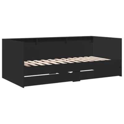 Abbildung von vidaXL Bett Tagesbett mit Schubladen Schwarz 75x190 cm Holzwerkstoff