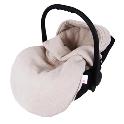 Abbildung von BabyLux Fußsack 90cm für Babyschale, Kinderwagen &amp; Buggy, Minky, ideal Frühling, Sommer Herbst &amp;, warm weich Kinderfußsack (Musselin Beige)
