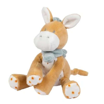 Abbildung von Nattou Mini Kuscheltier aus Polyester, Esel Leo für Neugeborene und Frühchen, Integrierte Rassel, Ca. 20 cm, Felix Leo, Beige
