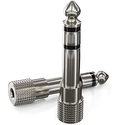 Abbildung von deleyCON 2X Stereo Audio Klinke Adapter 6,3mm Klinken Stecker auf 3,5mm Buchse HiFi Receiver Heimkino Kopfhörer Silber