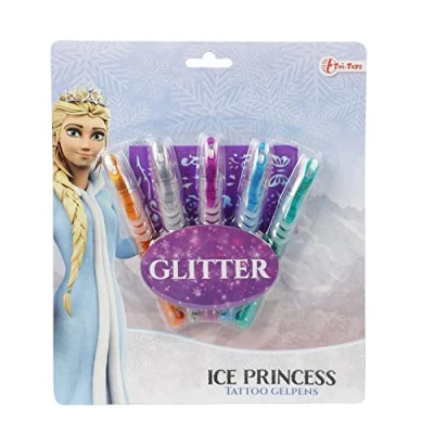 Abbildung von Toi Toys Gelroller Prinzessin Glitzer Tattoo Gelstifte mit Schablone im 5er Set