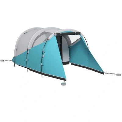 Abbildung von Tunnelzelt, Campingzelt für 5 Personen, Familienzelt mit 2 Räumen, Blau