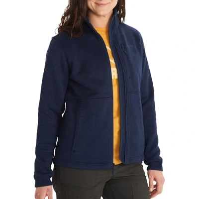 Abbildung von Marmot Damen Wm&#039;s Drop Line Jacket, Warme Fleecejacke, Outdoor Jacke mit durchgehendem Reißverschluss, atmungsaktiver und windbeständiger Sweater, Arctic Navy, XS