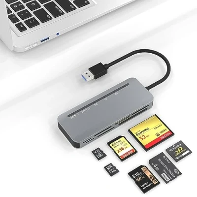 Abbildung von 7 in 1 USB 3.0 Multi SD Kartenleser,Speicherkarten Lesegerät liest 5 Karten gleichzeitig,unterstützt Gbit/s Speed,Memory Stick Pro Duo Adapter für SD/SDXC/SDHC/Micro SD/CF/XD/MS/MMC