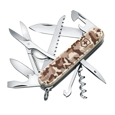 Abbildung von Victorinox Schweizer Taschenmesser, Huntsman, Swiss Army Knife, Multi Tool, 15 Funktionen, Klinge, Korkenzieher, Dosenöffner, Desert Camouflage