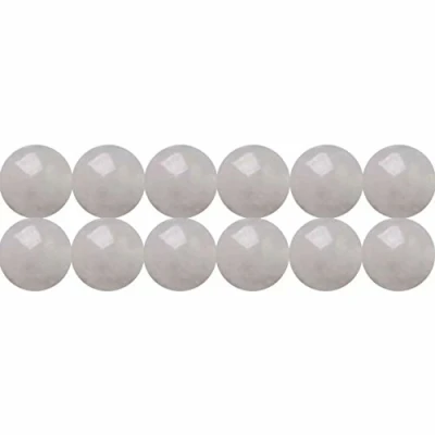 Abbildung von SKYBEADS Natur Weiß Jade Halbedelsteine Perlen zum Auffädeln Runde 8mm Naturstein 38cm Strang Approx 46 Stück