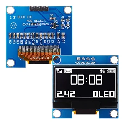 Abbildung von HUAREW 1,3in OLED Display Modul 4 pin IIC I2C Schnittstelle SH1106 Treiber, 128 x 64 Pixel Bildschirm Anzeigemodul mit weißen Zeichen kompatibel Arduino und Raspberry Pi
