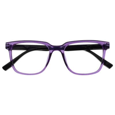 Abbildung von OPULIZE LEO Lesebrille Großes Rechteckiges Gestell Lila Schwarze Bügel Herren Damen Federscharniere R55 5 +1.00