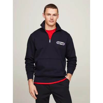 Abbildung von Tommy Hilfiger Track Graphic HALF ZIP Sweatshirt, Herren, Größe: 3XL, Desert sky
