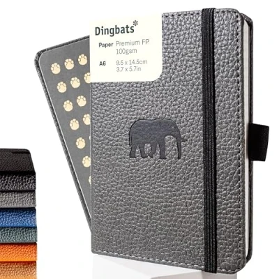Abbildung von Dingbats* Tierwelt Kleines Notizbuch A6 Blanko Hardcover PU Leder Journal für Arbeit, Reisen Elastischer Verschluss, Stifthalter, Lesezeichen