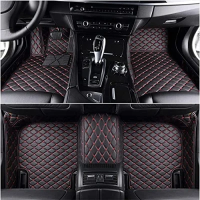 Abbildung von Fußmatte Auto für Toyota C HR CHR Hybrid/C EV EV/electric/2020 2021 2022 2023,Allwetter Leder Autoteppich Wasserdicht 3D All Inclusive Stil Automatte,A/BlackRed