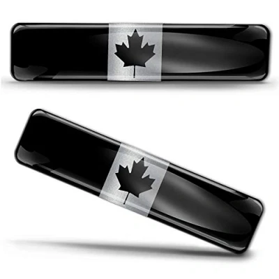 Abbildung von Biomar Labs® 2 x Aufkleber 3D Gel Silikon Stickers Schwarz Silber Ahornblatt Canada Kanadische Kanada Flagge Fahne Autoaufkleber F 134