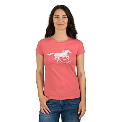 Abbildung von Mustang Alexia C LOGO Tshirt print coral, Damen, Größe: Large, Coral