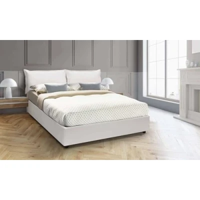 Abbildung von Talamo Italia Doppelbett Veronica, Containerbett mit Kunstlederbezug, 100% Made in Italy, Frontöffnung, passend für Matratze 160x190 cm, Weiß