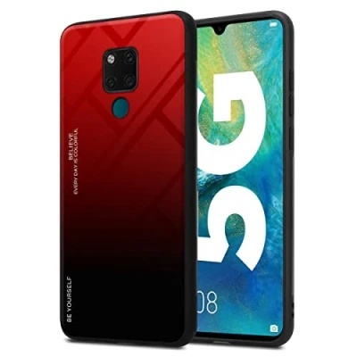 Abbildung von Cadorabo Hülle kompatibel mit Huawei Mate 20 Schutzhülle TPU Silikon Case Glas Slim Kratzfest Weiche Gummi Rundumschutz für in Schwarz