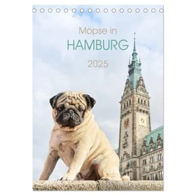Abbildung von Möpse in Hamburg (Tischkalender 2025 DIN A5 hoch), CALVENDO Monatskalender