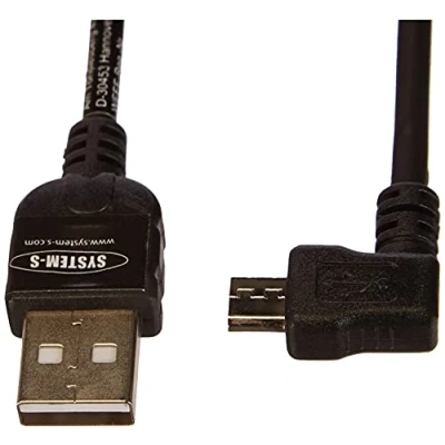 Abbildung von SYSTEM S Micro USB Kabel Ladekabel Datenkabel 90 Winkelstecker Winkel gewinkelt Spiralkabel 50 135 cm