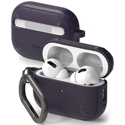 Abbildung von Ringke Onyx Case Kompatibel mit AirPods Pro 2 Hülle Stoßfeste Rutschfester Leicht 2. Generation Schutzhülle Karabiner Deep Purple