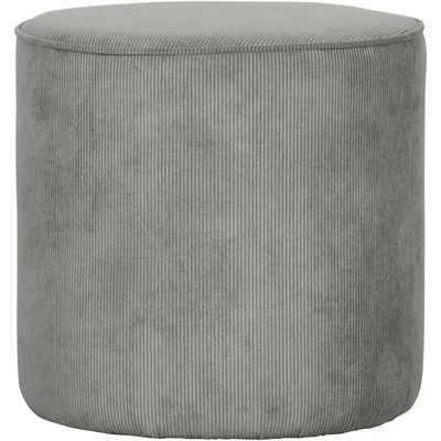Abbildung von WOOOD Sara Hocker Ø 46 cm Pouf Hoch Sitzhocker Rund aus Gerippter Stoff Fußbank Sitzpouf Graugrün 46x46x46
