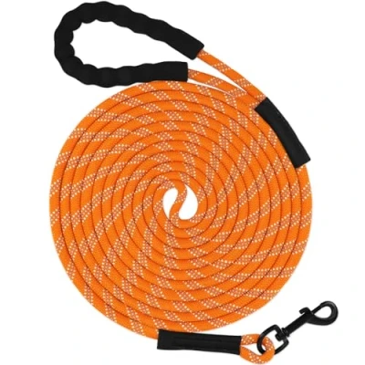 Abbildung von Taglory Schleppleine 20m für Hunde Reflektierendes Seil Gepolsterter Griff 8mm Orange