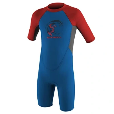 Abbildung von O&#039;;Neill Toddler Kids Youth Kinder Junior Reactor 2MM Neoprenanzug mit Reißverschluss, Shorty Ocean Graphite Red Unisex blau 2 Jahre