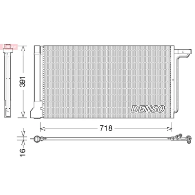 Abbildung von DENSO DCN10028 Klimakondensator mit Trockner 718x391x16 R 134a 718 FORD: FOCUS 3 Turnier, C Max 2,
