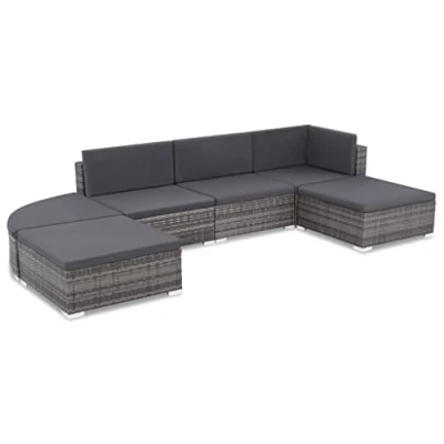 Abbildung von vidaXL Gartensofa 6 TLG. Poly Rattan Sitzgruppe Gartenmöbel Gartengarnitur