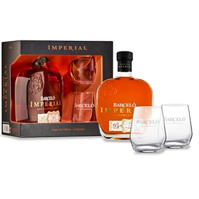 Abbildung von Ron Barceló Imperial Dominicano Rum (1 x 0,7l) 38 % vol. in edler Geschenkbox mit 2 Nosing Gläsern Vielfach preisgekrönter, aromatischer Rum, blended der Dominikanischen Republik
