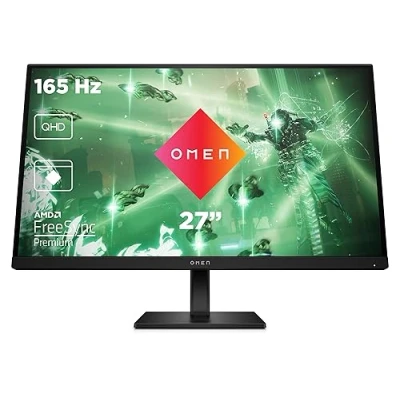 Abbildung von HP OMEN 27q Gaming Monitor 27 Zoll Bildschirm, QHD Display, 165Hz, AMD FreeSync Premium, 1 ms Reaktionszeit, 2x HDMI 2.0, Display Port 1.4, Audioausgang, schwarz