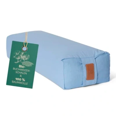 Abbildung von #DoYourYoga Yogabolster »Paravati« mit Bio Buchweizenschalen (KBA), waschbarer Bezug, 67cm x 13cm, Meditationskissen/Sitzkissen/Zafukissen für Yin Yoga Hellblau
