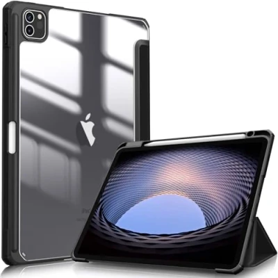 Abbildung von Fintie Hybrid Hülle für iPad Pro 11 2022/2021 (3./4. Generation) mit Stifthalter Stoßfeste Schutzhülle transparenter Hartschale auf der Rückseite 2020/2018, Schwarz