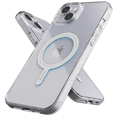 Abbildung von Sinjimoru Shockproof Hülle mit Magnet, Crystal Clear Protective Case Kompatibel iPhone 14 Serie M AirClo für Plus