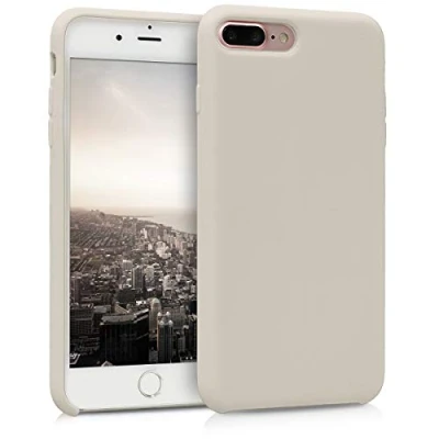 Abbildung von kwmobile Hülle kompatibel mit Apple iPhone 7 Plus/iPhone 8 Plus Silikon Handy Case Handyhülle weiche Oberfläche kabelloses Laden Creme