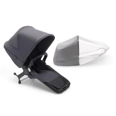 Abbildung von Bugaboo Donkey 5 Duo Erweiterungsset, verwandelt deinen Mono in einen Doppelkinderwagen, verbessertes Side By Design, wendbarer Sitz und Ein Hand Lenkung, Stormy Blue