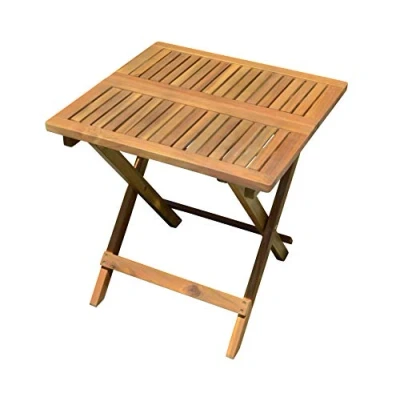Abbildung von Spetebo Akazie Gartentisch 50x50 cm Klapptisch im Teak Look Bistrotisch Biergarten Tisch Holztisch klappbar