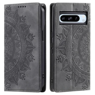 Abbildung von CoverKingz Handyhülle für Google Pixel 9 Pro XL Handytasche mit Kartenfach Phone Case Cover Handy Hülle klappbar Motiv Mandala Grau