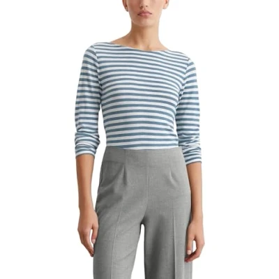 Abbildung von Marc O&#039;Polo BOAT NECK Striped Langarmshirt, Damen, Größe: XS, Multi hazy blue
