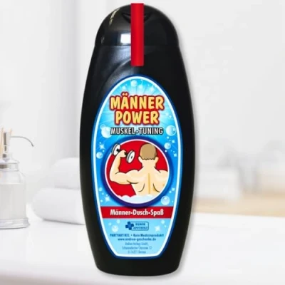 Abbildung von Spaß Duschbäder Duschgel Shampoo Geschenk Männer Power für Geburtstagsgeschenk mit Zahlen zum runden Geburtstag