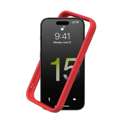 Abbildung von RhinoShield Bumper Case kompatibel mit [iPhone 15 Pro Max] CrashGuard Stoßdämpfende Schutzhülle im schlanken Design 3.5 Meter Fallschutz Rot