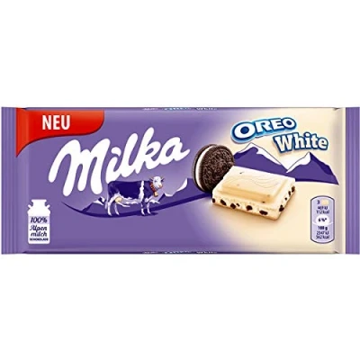 Abbildung von Milka OREO White 1 x 100g I Weiße Alpenmilch Schokolade mit Créme Füllung und Keks Stückchen aus 100% Tafelschokolade