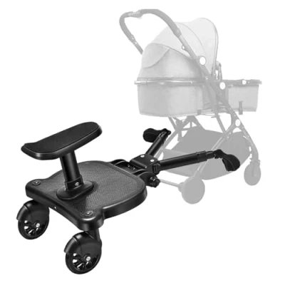 Abbildung von Buggy Board für Kinderwagen, Universal Kiddy Buggyboard mit Sitz 360 Grad Stabiles Zweirad Kinder von 26 Jahren (25 kg)
