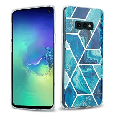 Abbildung von Cadorabo Hülle kompatibel mit Samsung Galaxy S10 4G Schutzhülle TPU Silikon Case Marmor Design Slim Kratzfest Weiche Gummi Rundumschutz für in Blau