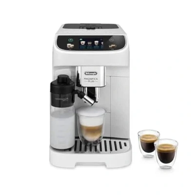 Abbildung von De&#039;Longhi Magnifica Plus ECAM320.60.W, Vollautomatische Kaffeemaschine mit LatteCrema Hot für Automatischen Cappuccino, 4 Rezepte, Soft Touch Farbdisplay, Extra Shot Funktion, x2 Weiß