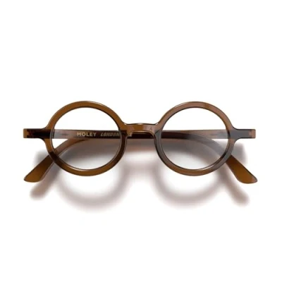 Abbildung von LONDON MOLE Brillen Moley Lesebrille Runde Coole Leser Stilvolle Herren Damen Unisex Federscharniere Durchsichtiges Braun + 2,0 Vergrößerung