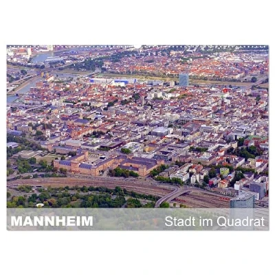 Abbildung von Mannheim Stadt im Quadrat (Wandkalender 2025 DIN A2 quer), CALVENDO Monatskalender