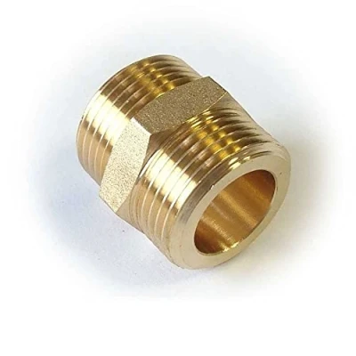 Abbildung von H2O Flex® 1&quot; Doppelnippel mit breiter Dichtfläche DN20 Zoll Gewindefitting flachdichtend Messing Fitting