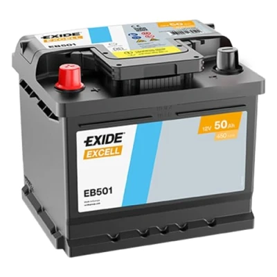 Abbildung von EXIDE EXCELL EB501 Batterie 12V 50Ah 450A B13 FIAT: 126, 124 Sport Spider, DAEWOO: Kalos Limousine, Schrägheck, LANCIA: DELTA 1, Beta Montecarlo