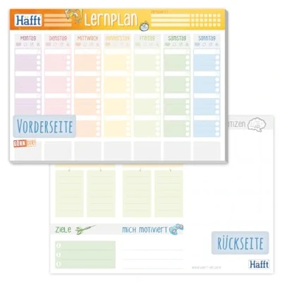 Abbildung von Häfft® Lernplaner Block A4 mit 50 Blatt Wochenplaner To Do Liste, Tracking, Lernpäckchen, Zielen, großem Notizfeld und mehr nachhaltig &amp; klimafreundlich